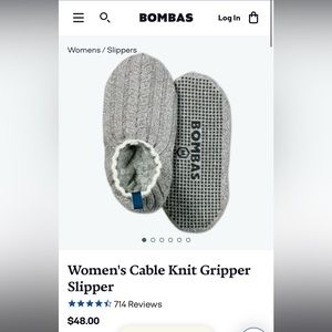 Bombas grey knit slippers - size large
